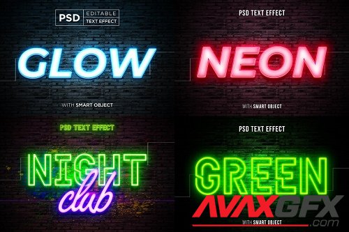 Neon Light Editable Font - 7165142