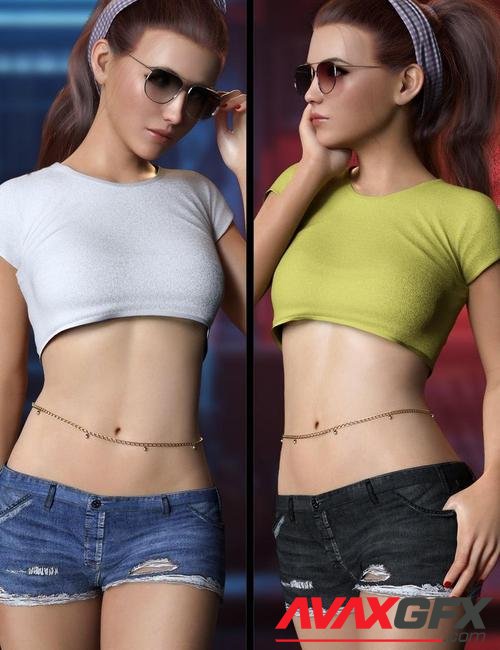 Charming Casual Denim Outfit Set for Genesis 8 and 8.1 Females