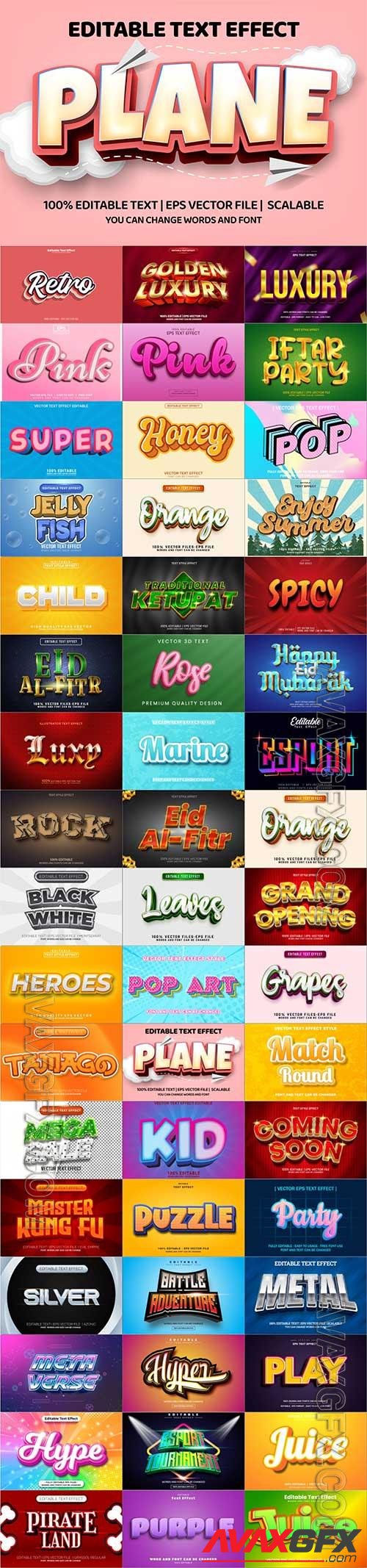 50 3d editable text style effect vector vol 1041