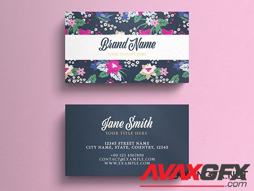 Business Card Layout On Floral Background 260559880 PSDT