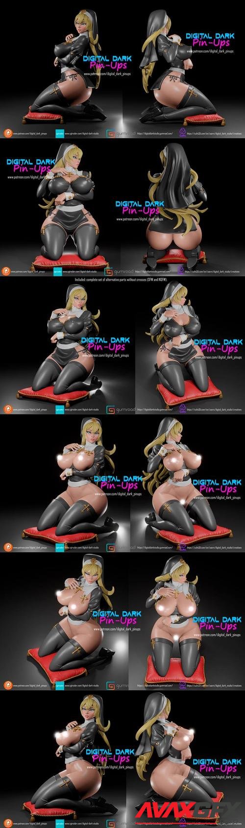 Digital Dark Pin-ups Nun and Futa – 3D Print