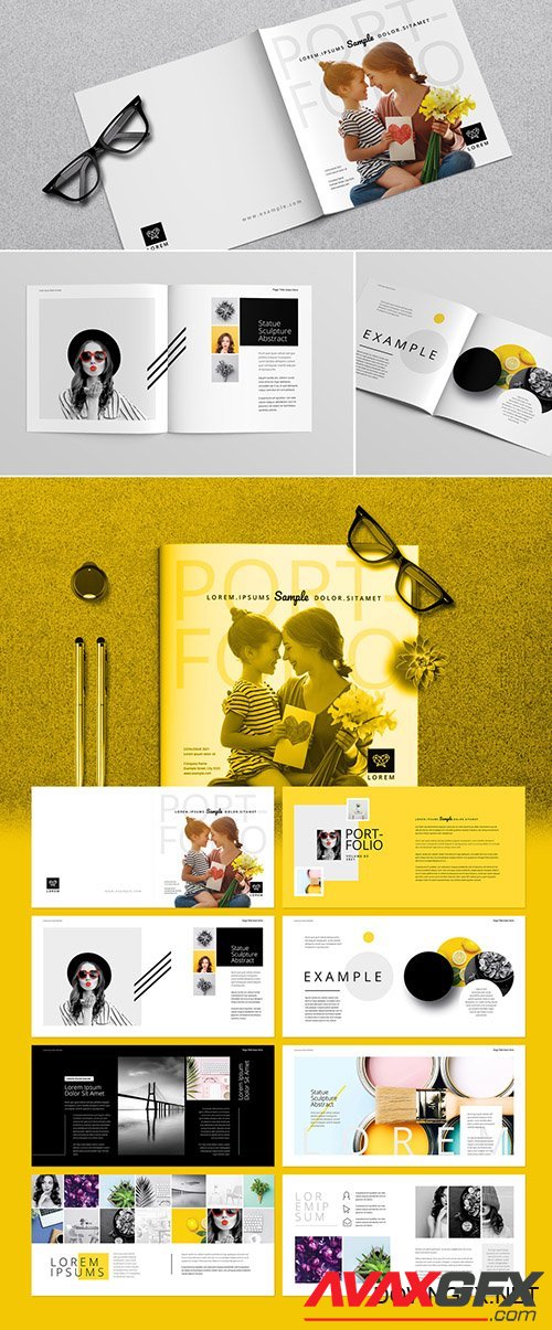 Portfolio Layout with Yellow Accents 278580623