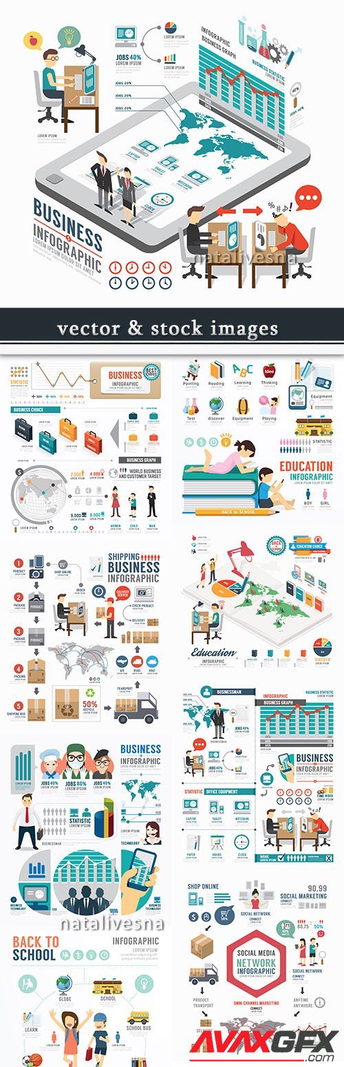 Business infographics options elements collection 55