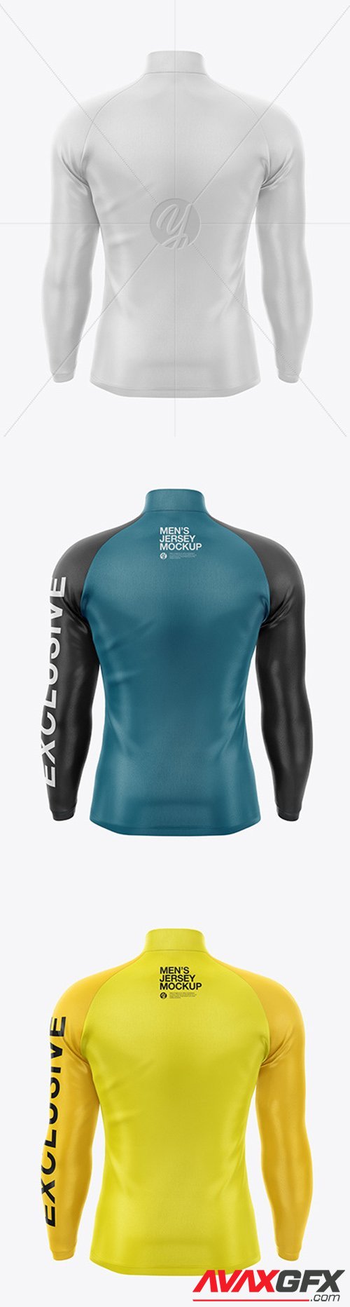 Mens Jersey With Long Sleeve Mockup - Back View 49454 TIF