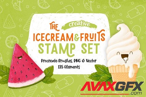 Procreate Icecream & Fruits Stamps - 5141932