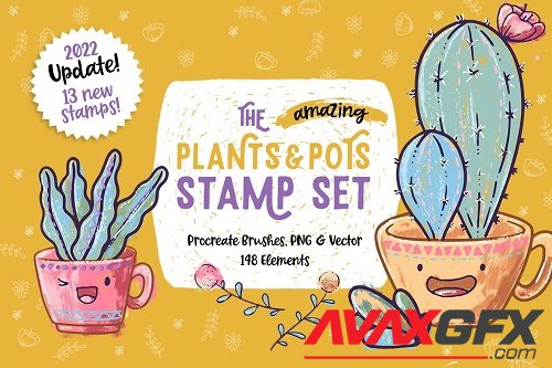 Procreate Plants & Pots Stamp Set - 4967504