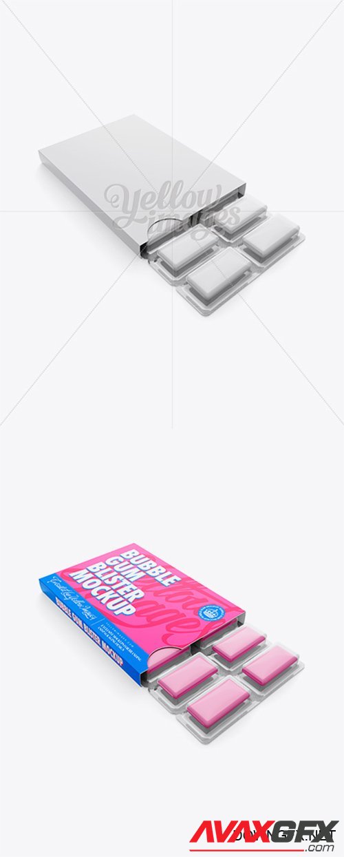 Chewing Gum in Blister Package Mockup - Top (Half-side View) 13040