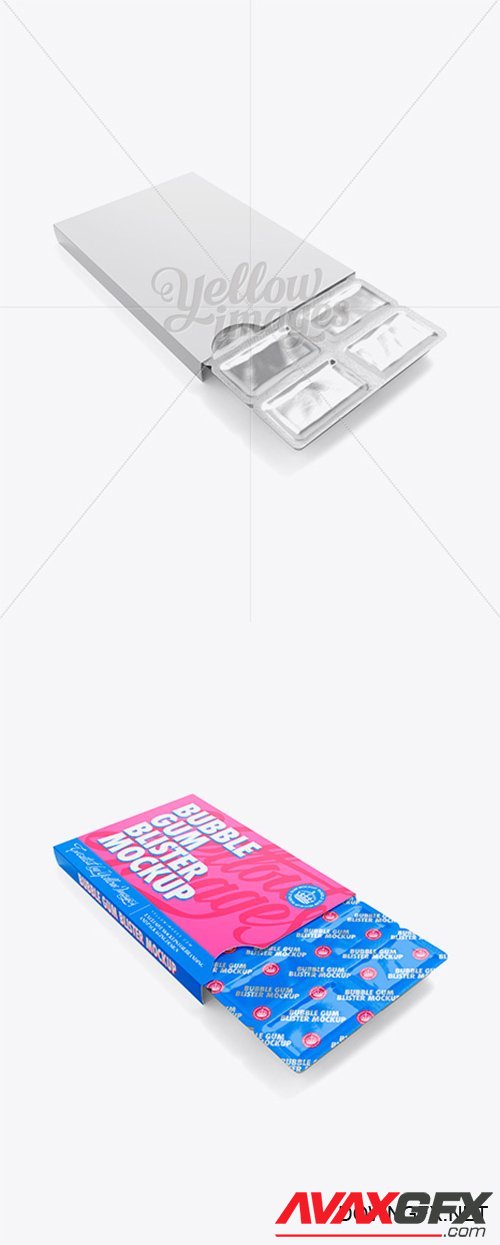 Chewing Gum in Blister Package Mockup - Bottom (Half-side View) 13041