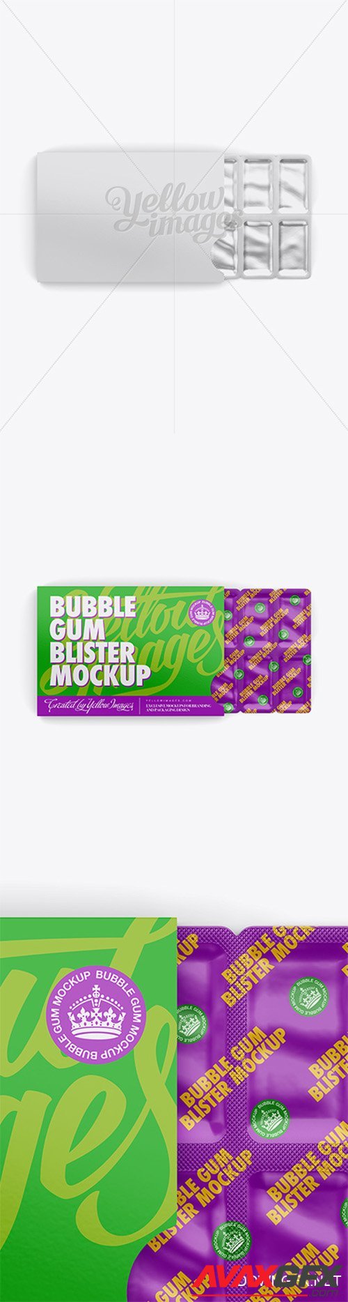 Chewing Gum in Blister Package Mockup - Bottom 13298 Layered TIF