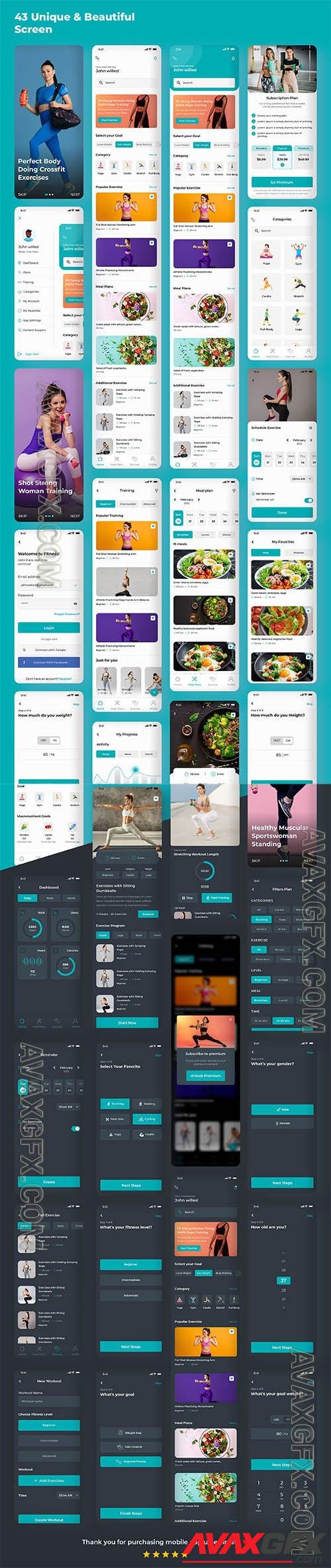 FitMeal - Workouts & Meal Planner | Fitness Mobile UI Kit