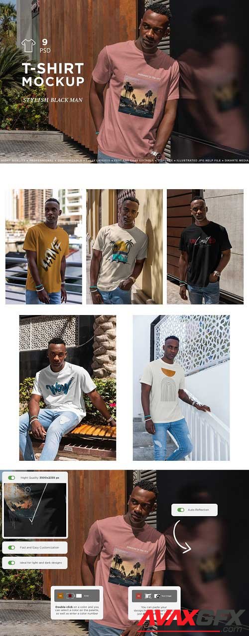 T-Shirt MockUp Stylish Black Man - 7115978