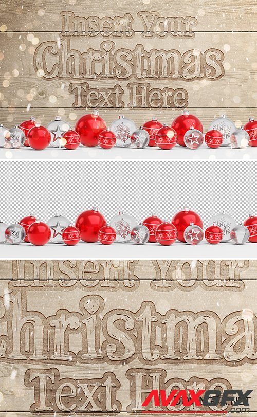 Christmas Wooden Text Effect Mockup with Ornaments 293461305