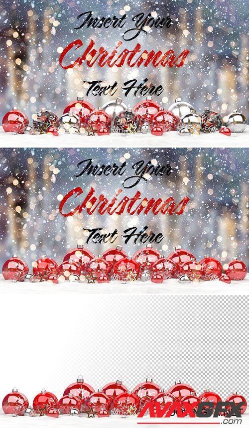 Web Christmas Card Mockup with Ornaments 295340446