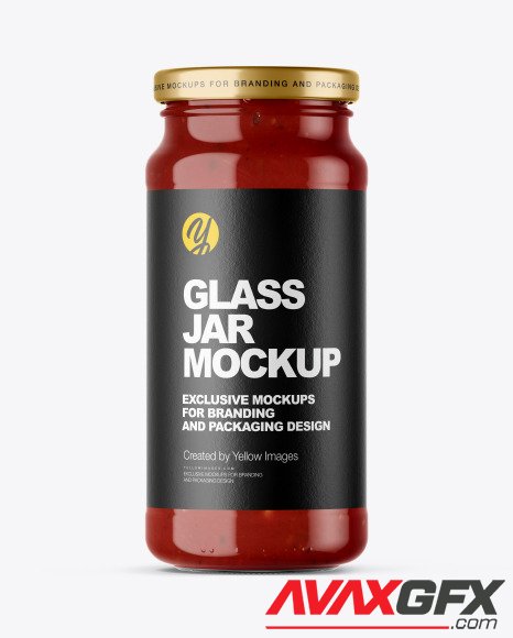 Glass Jar with Salsa Sauce Mockup 49989