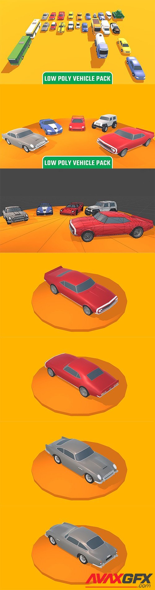 Low Poly Vehicle Pack Low-poly 3D model