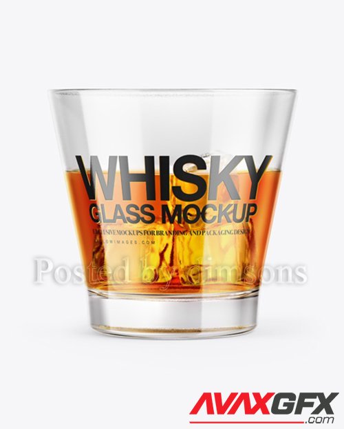 Whisky Glass w/ Ice Cubes Mockup 41621 Layered TIF