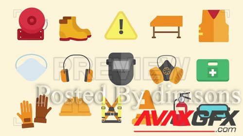 MotionArray - Safety Equipment Icons Pack 208473
