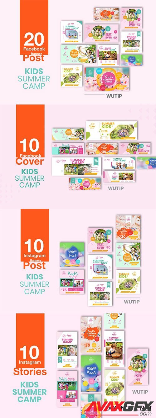 Facebook Covers, Banners and  Instagram Stories - Kids Summer Camp