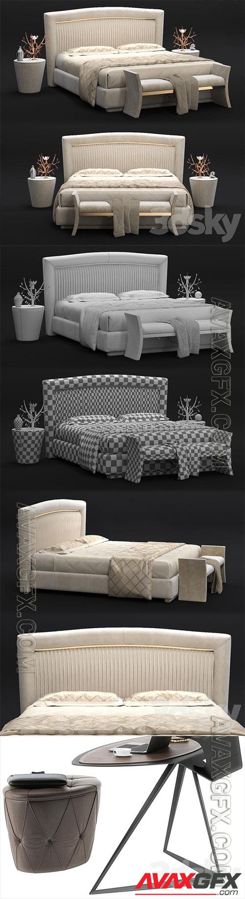 3D Models Bed Portofino Plissè and couch RICHARD