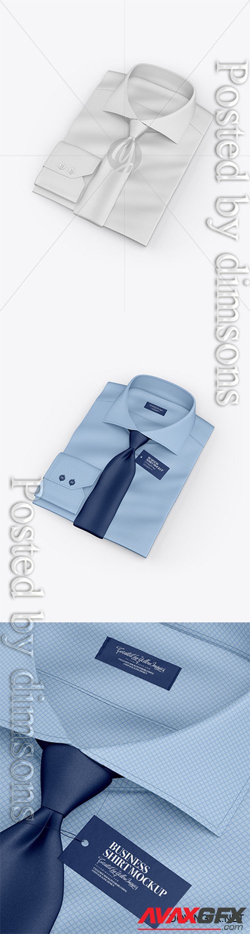 Folded Shirt With Tie Mockup - Half Side View (High-Angle Shot) 25072 TIF