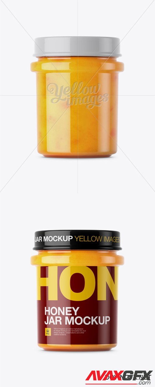 Creamed Honey w/ Dried Apricots Glass Jar Mockup - Front View 14002