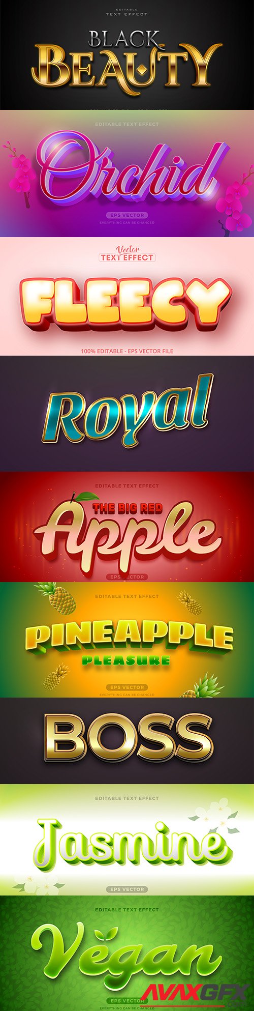 Editable font and 3d effect text design collection illustration 72