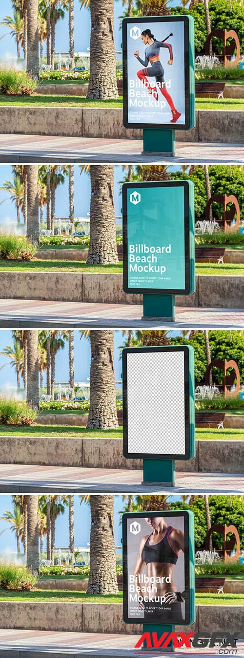 Outdoor Billboard Advertisement in Beach City Mockup 274306179