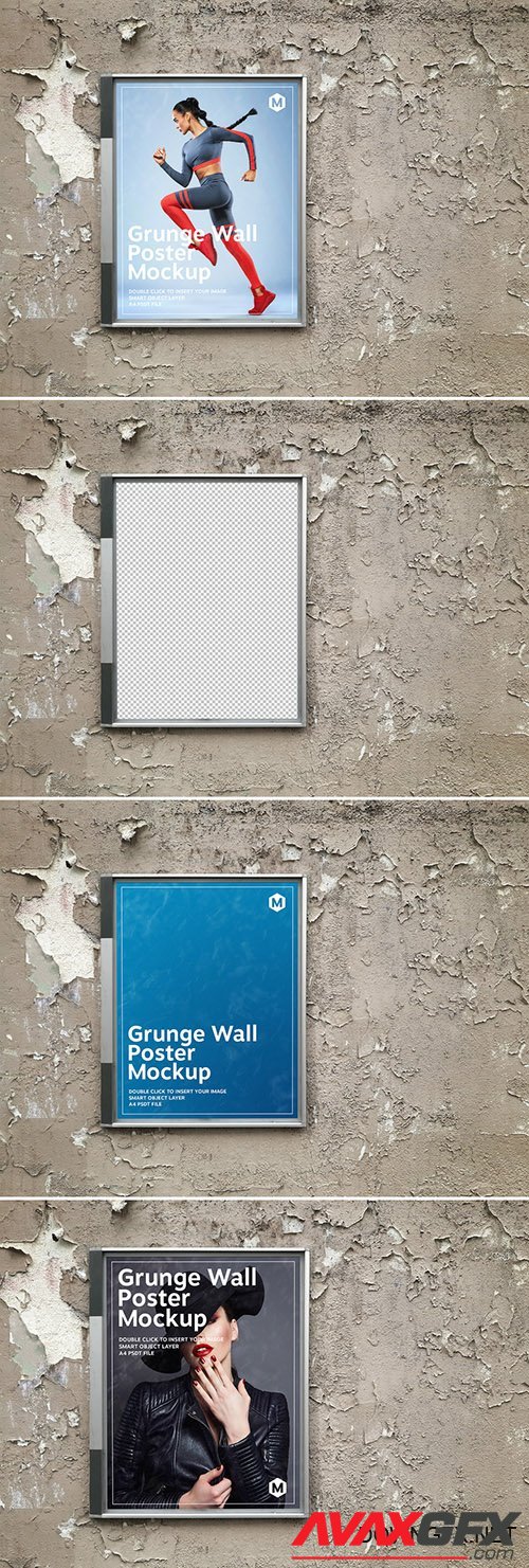 Billboard Poster on a Grunge Textured Wall Mockup 274306002