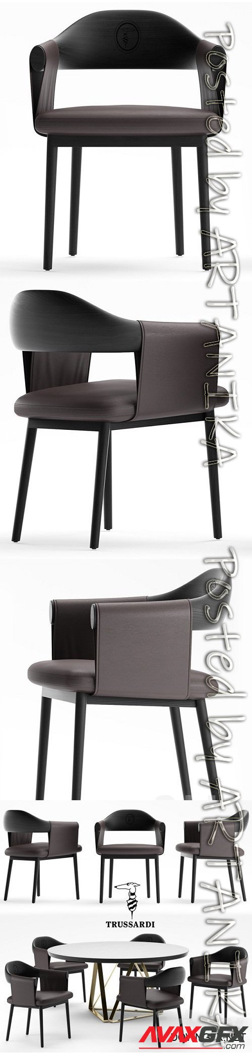 Table and chair Trussardi Casa Larzia Chair 3D Template
