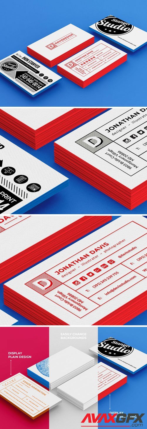 Pack of Business Cards PSD Mockup