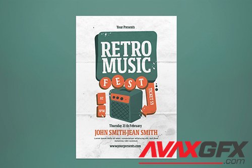Retro Music Flyer PSD