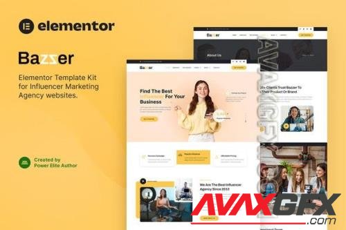 Bazzer – Influencer Marketing Agency Elementor Template Kit 37514206