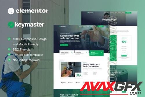 KeyMaster - Locksmith & Key Maker Service Elementor Template Kit 37441477
