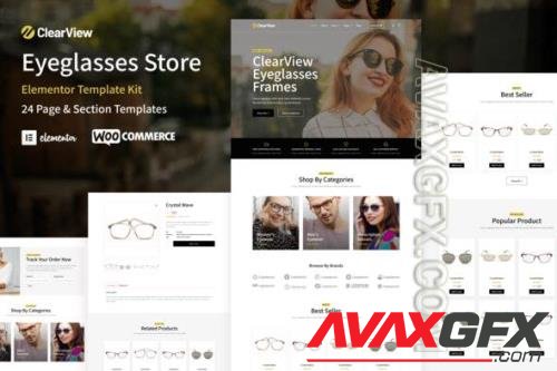ClearView - Eyeglasses & Eyewear Store WooCommerce Elementor Template Kit 37383739