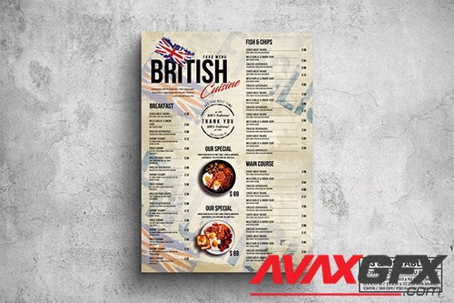 British Poster Food Menu - A3 & US Tabloid