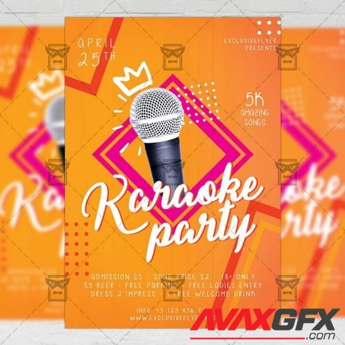 Club A5 Template - Karaoke Night Party Flyer