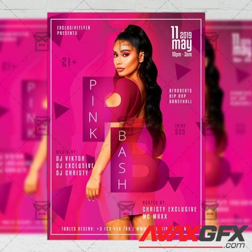 Club A5 Template - Pink Bash Night Flyer