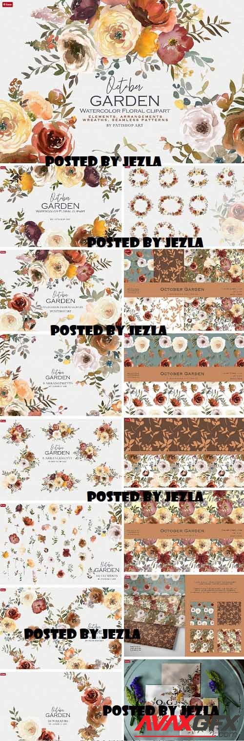 Autumn Fall Watercolor Floral Clipart - 7178404