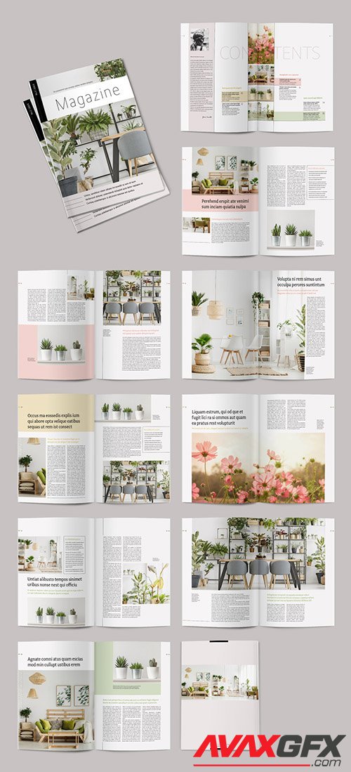 Magazine Layout with Pale Color Accents 286769851