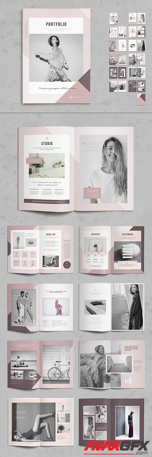 Photography Portfolio Layout with Pink Accents 268408262