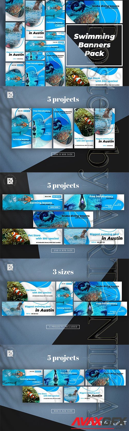 Swimming Banner PSD Pack