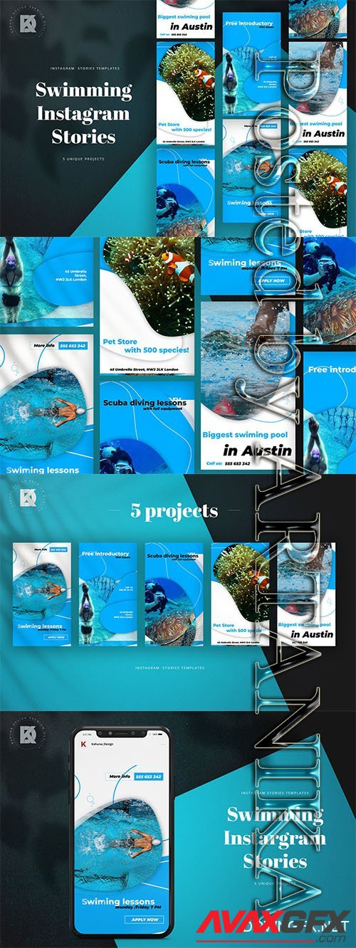 Swimming Instagram Stories PSD Template