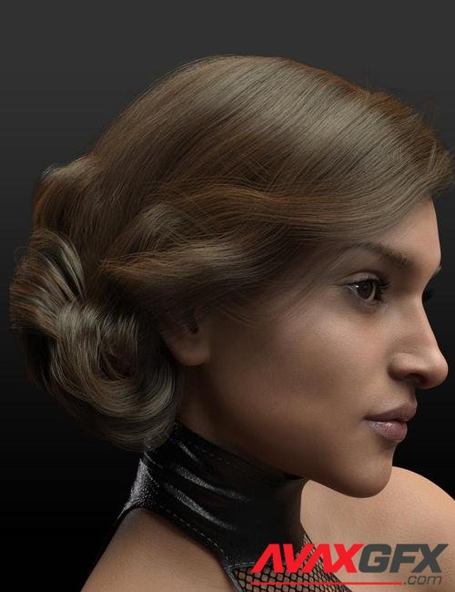 dforce Side Swept Updo Hair for Genesis 3 and 8 Female(s)