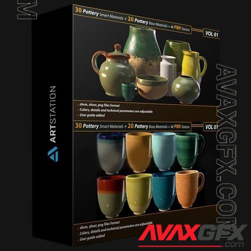 3D Textures ArtStation 30 Pottery Smart material 20 Pottery Base Material 4k PBR Textures  Vol01 by mahmoud Paripour