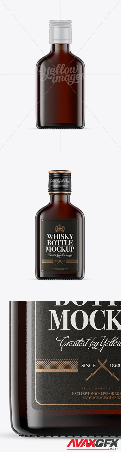 Amber Glass Whiskey Bottle Mockup - Front View 14488 TIF