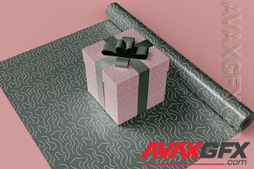 Gift Box & Wrapping Paper Mockup