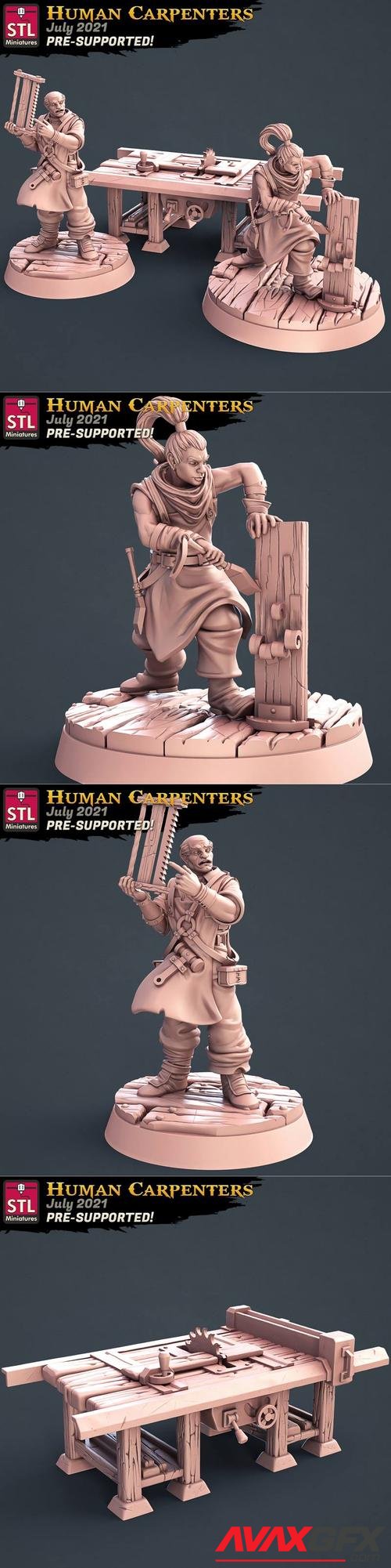 STL Miniatures - Human Carpenter – 3D Print