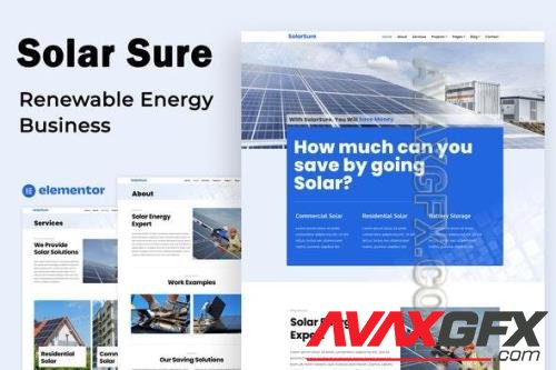 Solar Sure - Renewable Energy Business - Elementor Template Kit 37550975