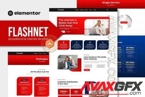 Flashnet - Broadband & Telecom Internet Provider Elementor Template kit 37522659