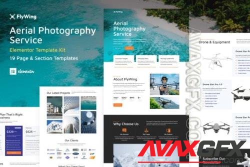FlyWing - Drone Aerial Video & Photography WordPress Elementor Template Kit 37384275